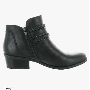 Black Leather Ankle Boots with Stud Embellishment